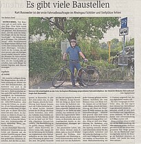 Bericht des Wiesbadener Kuriers vom 19.07 zum ersten Fahrradbeauftragten im Rheingau